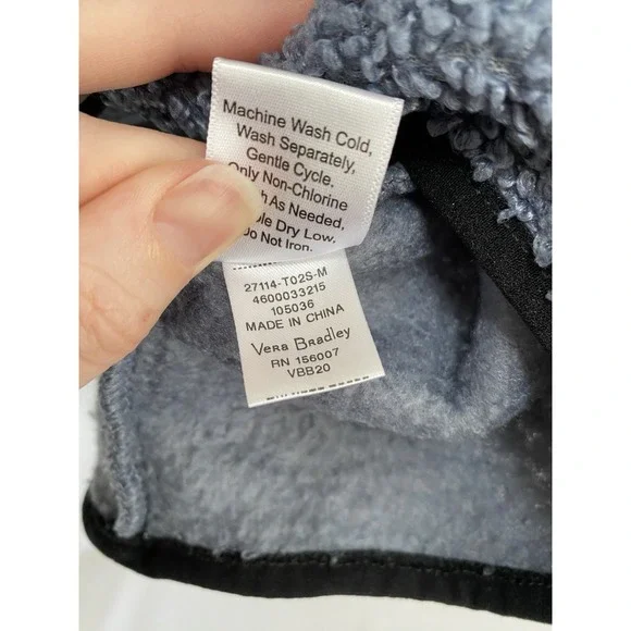 Vera Bradley Women Teddy Fleece Half-Zip Pullover Quilted Plaid Blue Sweater S/M - Picture 5 of 7